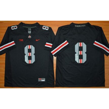 Buckeyes #8 Championship Black Commemorative Stitched NCAA Jersey