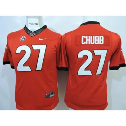 Bulldogs #27 Nick Chubb Red Stitched Youth NCAA Jersey