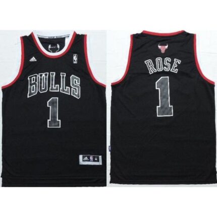 Bulls #1 Derrick Rose Black Shadow Red Strip Stitched NBA Jersey