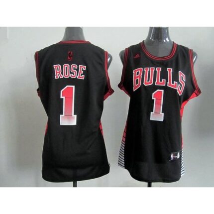 Bulls #1 Derrick Rose Black Women's Vibe Stitched NBA Jersey