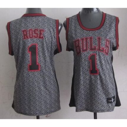 Bulls #1 Derrick Rose Grey Women's Static Fashion Stitched NBA Jersey