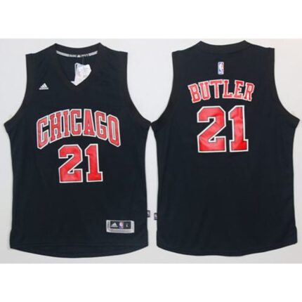Bulls #21 Jimmy Butler Black Fashion Stitched NBA Jersey