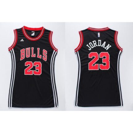 Bulls #23 Michael Jordan Black Women's Dress Stitched NBA Jersey