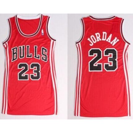 Bulls #23 Michael Jordan Red Women's Dress Stitched NBA Jersey