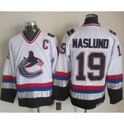 Canucks #19 Markus Naslund White/Black CCM Throwback Stitched NHL Jersey