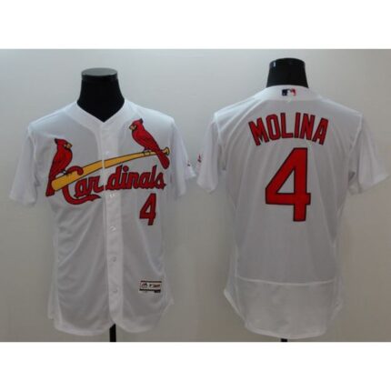 Cardinals #4 Yadier Molina White Flexbase Authentic Collection Stitched MLB Jersey