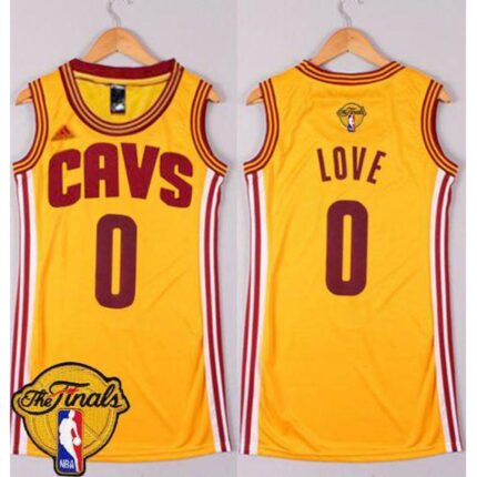 Cavaliers #0 Kevin Love Gold The Finals Patch Women's Dress Stitched NBA Jersey