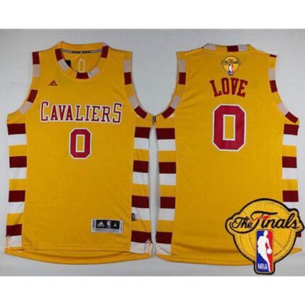 Cavaliers #0 Kevin Love Gold Throwback Classic The Finals Patch Stitched NBA Jersey