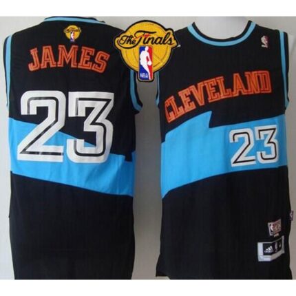 Cavaliers #23 LeBron James Black ABA Hardwood Classic The Finals Patch Stitched NBA Jersey