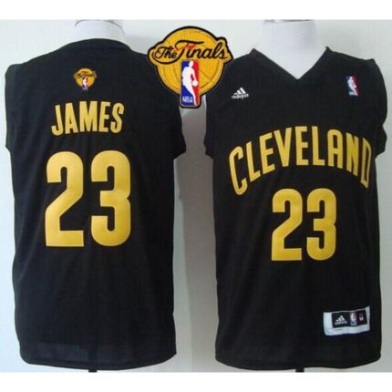 Cavaliers #23 LeBron James Black Fashion The Finals Patch Stitched NBA Jersey