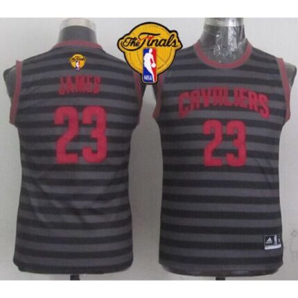 Cavaliers #23 LeBron James Black/Grey Groove The Finals Patch Stitched Youth NBA Jersey