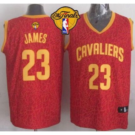 Cavaliers #23 LeBron James Red Crazy Light The Finals Patch Stitched NBA Jersey