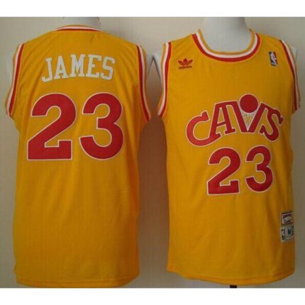 Cavaliers #23 LeBron James Yellow CAVS Throwback Stitched NBA Jersey