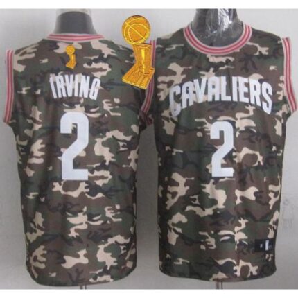 Cavaliers #2 Kyrie Irving Camo Stealth Collection The Champions Patch Stitched NBA Jersey