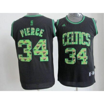 Celtics #34 Paul Pierce Black Camo Fashion Embroidered NBA Jersey