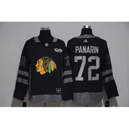 Chicago Blackhawks #72 Artemi Panarin Black Men's 1917-2017 100th  Anniversary   Stitched NHL Jersey