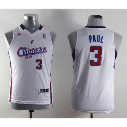 Clippers #3 Chris Paul White Stitched Youth NBA Jersey