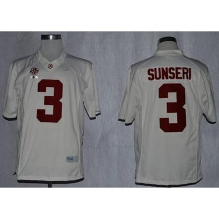 Crimson Tide #3 Vinnie Sunseri White Limited 2016 College Football Playoff National Championship Patch Stitched NCAA Jersey