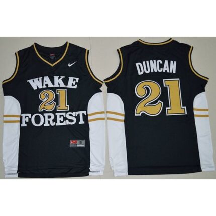 Demon Deacons #21 Tim Duncan Black Basketball Stitched Jersey