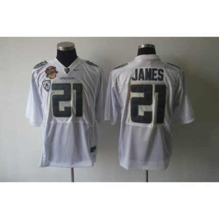 Ducks #21 LaMichael James White Stitched NCAA Jersey