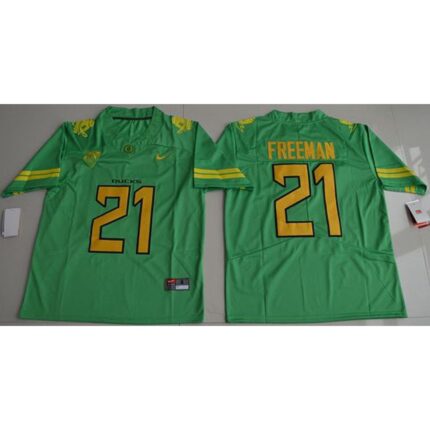 Ducks #21 Royce Freeman Apple Green Electric Lightning Limited Stitched NCAA Jersey