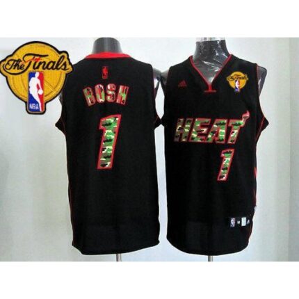 Heat #1 Chris Bosh Black Camo Fashion Finals Patch Stitched NBA Jersey