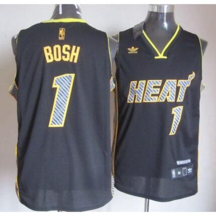 Heat #1 Chris Bosh Black Electricity Fashion Stitched NBA Jersey