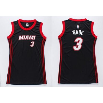Heat #3 Dwyane Wade Black Women's Dress Stitched NBA Jersey