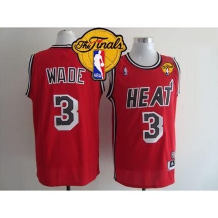 Heat #3 Dwyane Wade Red Hardwood Classics Nights Finals Patch Stitched NBA Jersey