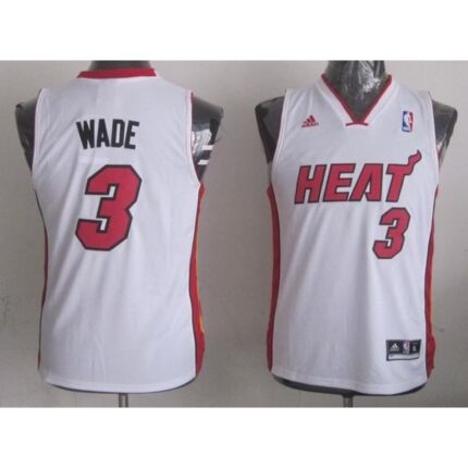 Heat #3 Dwyane Wade White Stitched Youth NBA Jersey