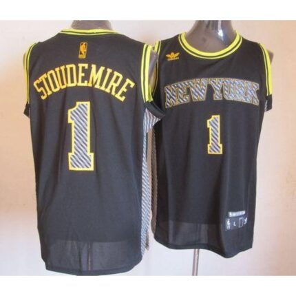 Knicks #1 Amare Stoudemire Black Electricity Fashion Stitched NBA Jersey