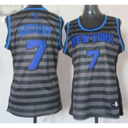 Knicks #7 Carmelo Anthony Black/Grey Women's Groove Stitched NBA Jersey