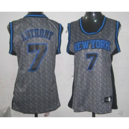 Knicks #7 Carmelo Anthony Grey Women's Static Fashion Stitched NBA Jersey
