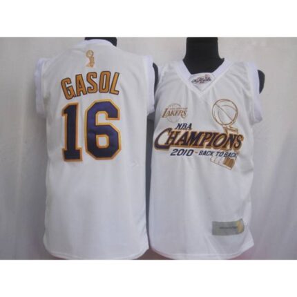 Lakers #16 Pau Gasol White 2010 Finals Champions Stitched NBA Jersey