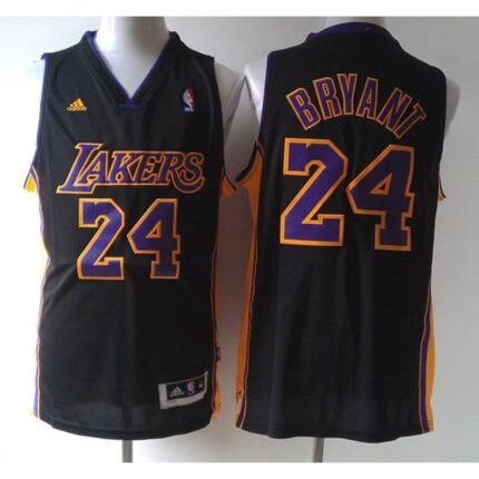 Lakers #24 Kobe Bryant Black Purple Number Hollywood Nights Stitched NBA Jersey