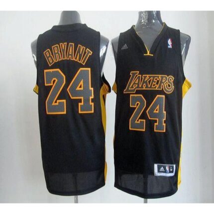 Lakers #24 Kobe Bryant Black With Gold No. Stitched NBA Jersey