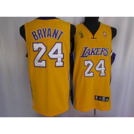 Lakers #24 Kobe Bryant Stitched Yellow Champion Patch NBA Jersey