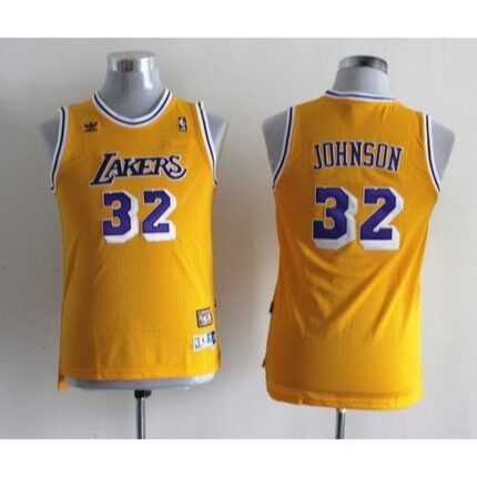 Lakers #32 Magic Johnson Yellow Throwback Stitched Youth NBA Jersey