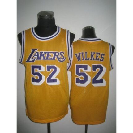 Lakers #52 Jamaal Wilkes Yellow Throwback Stitched NBA Jersey