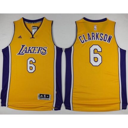 Lakers #6 Jordan Clarkson Yellow Stitched NBA Jersey