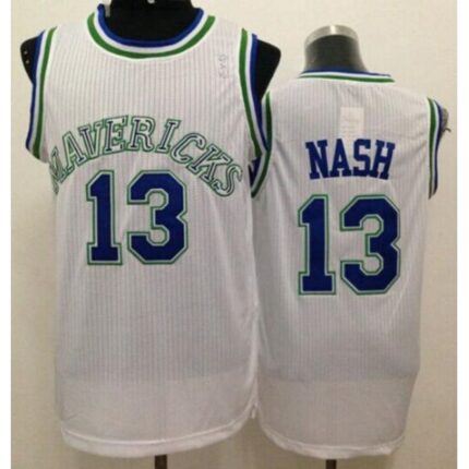Mavericks #13 Steve Nash White Throwback Stitched NBA Jersey