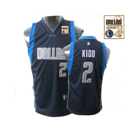 Mavericks 2011 Champions Patch #2 Jason Kidd Dark Blue Stitched Youth NBA Jersey