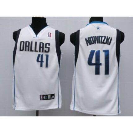 Mavericks #41 Dirk Nowitzki Stitched NBA White Jersey