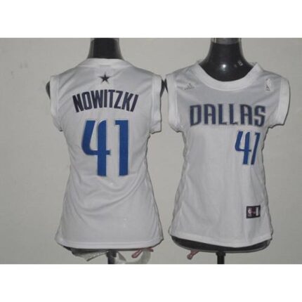 Mavericks #41 Dirk Nowitzki White Women Fashion Stitched NBA Jersey