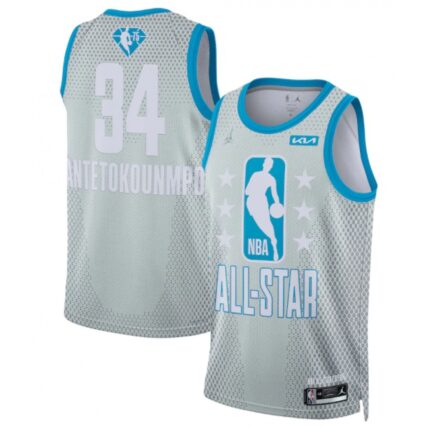 Men's 2022 All-Star #34 Giannis Antetokounmpo Gray  Stitched Basketball Jersey