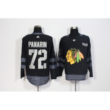 Men's Adidas Chicago Blackhawks #72 Artemi Panarin Black 1917-2017 100th Anniversary Stitched NHL Jersey