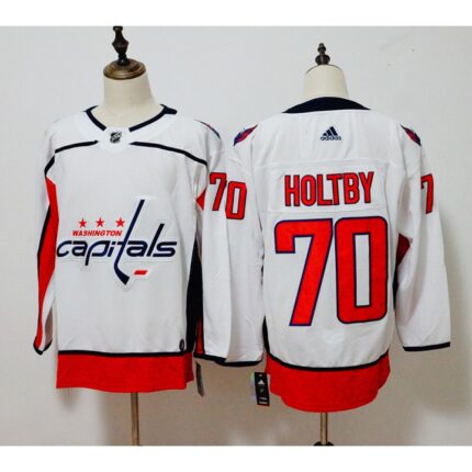Men's Adidas Washington Capitals #70 Braden Holtby White Stitched NHL Jersey