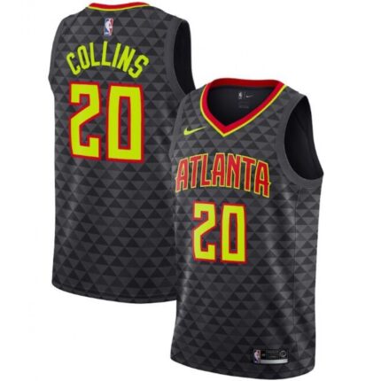 Men's Atlanta Hawks #20 John Collins Black Icon Edition Stitched Jersey