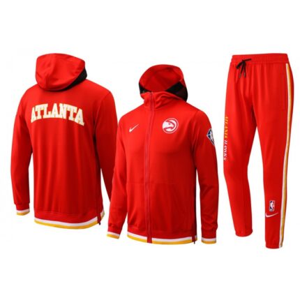 Men's Atlanta Hawks 75th Anniversary Red Performance Showtime Full-Zip Hoodie Jacket And Pants   Suit