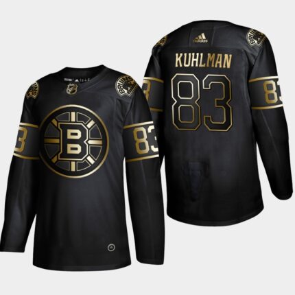Men's Boston Bruins #83 Karson Kuhlman Black Golden Edition Stitched NHL Jersey